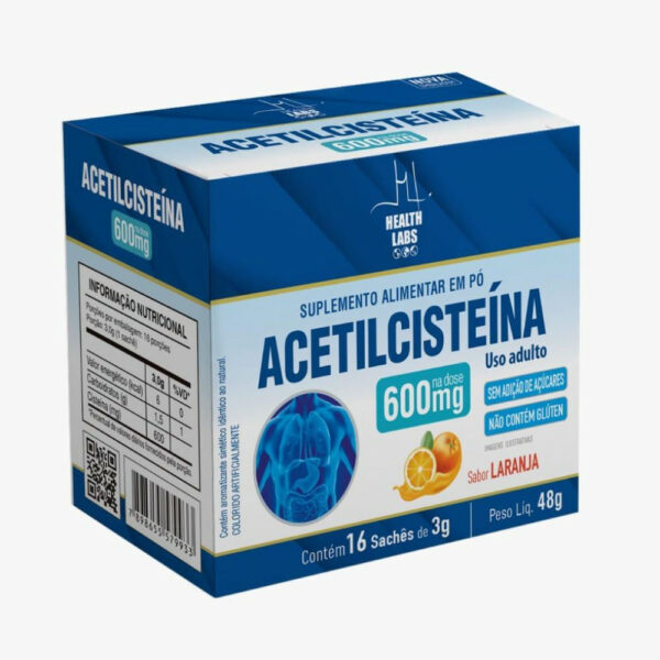 Health LABS Acetilcisteína 600mg Sabor Laranja 16 Sachês