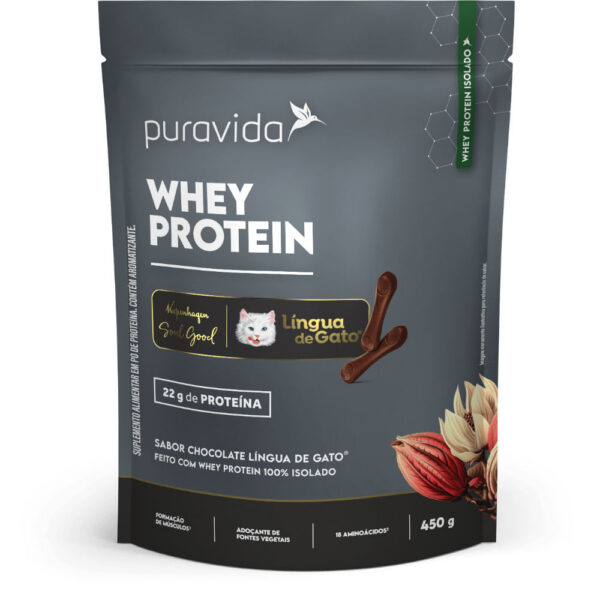 Puravida Whey Protein Isolado Sabor Chocolate Língua De Gato 450g