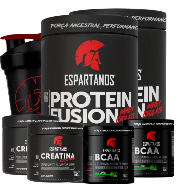 Combo Duplo Whey Protein Fusion + 2x Bcaa + 2x Creatina Pura Monohidratada+ Shaker