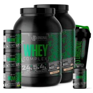 Kit 2x Whey Protein Complex + Bcaa + Colágeno + Gluta + Crea + Copo