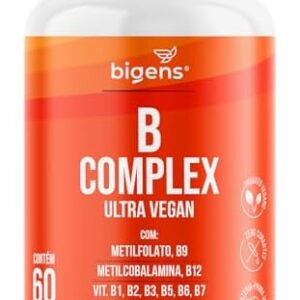 Bigens Vitaminas do Complexo B, Vegano, MetilFolato, Metil B12, B1, B2, B3, B5, B6, B7, C 0,6 g