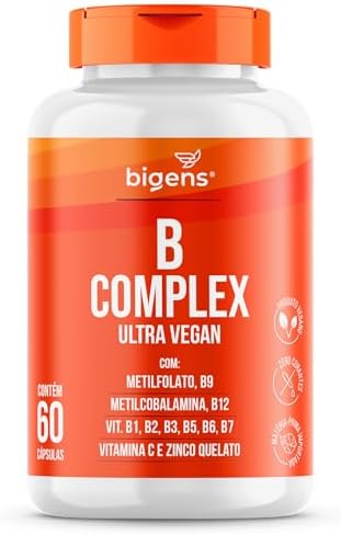 Bigens Vitaminas do Complexo B, Vegano, MetilFolato, Metil B12, B1, B2, B3, B5, B6, B7, C 0,6 g