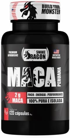 Snake Dragon Maca Peruana Negra 120 Capsulas 2000mg Black Pura Premium Importada Para Homens e
