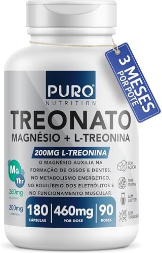 Puro Nutrition Treonato Magnésio + L-Treonina, Alto Teor de Magnésio por Porção 100 g