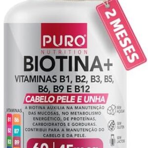 Puro Nutrition Biotina + Pele, Cabelo e Unhas, 45 mcg de Biotina por dose 40 g