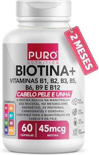 Puro Nutrition Biotina + Pele, Cabelo e Unhas, 45 mcg de Biotina por dose 40 g
