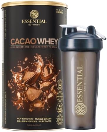 Essential Nutrition Cacao Whey Lata 30 Doses + Coqueteleira