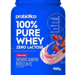Probiótica 100% Pure Whey Zero Lactose (900G) - Morango
