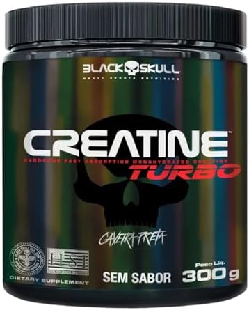 Black Skull Creatina Turbo – Sem Sabor – Pote 300g