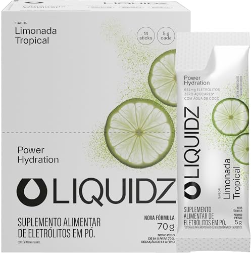 Liquidz – Eletrólitos Sem Açúcares – Sabor Limonada Tropical – Kit 1 Caixa – 14 sachês