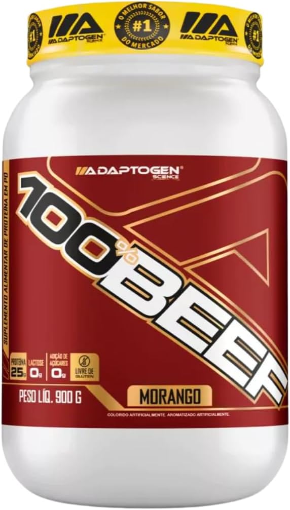 Adaptogen Science 100% Beef Protein 900g Morango | Proteína Isolada da Carne Bovina