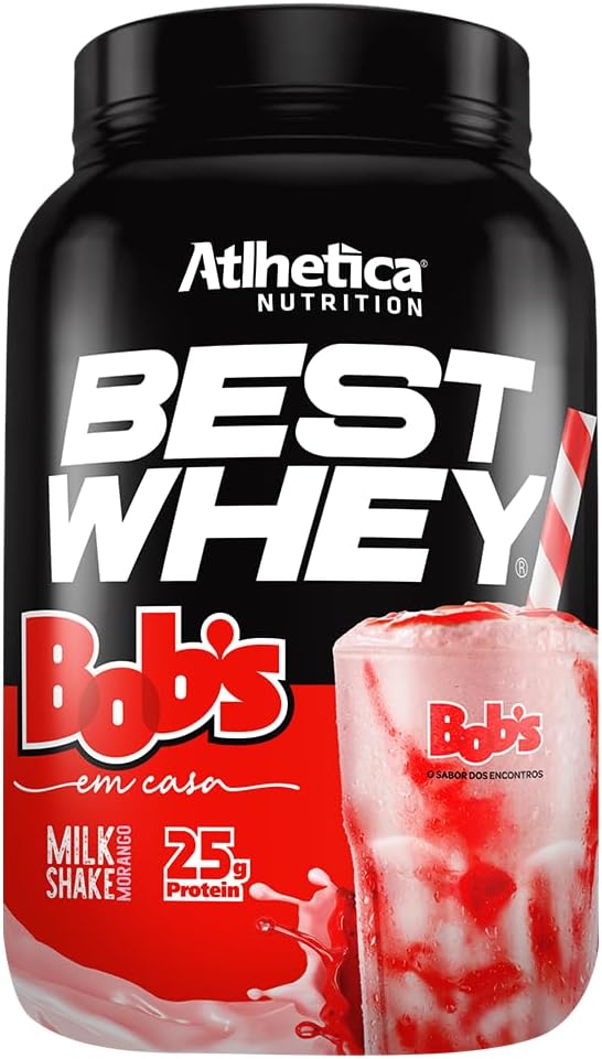 Athletica Nutrition Atlhetica Best Whey Bobs Milk Shake Morango, Proteína em Pó, 25g