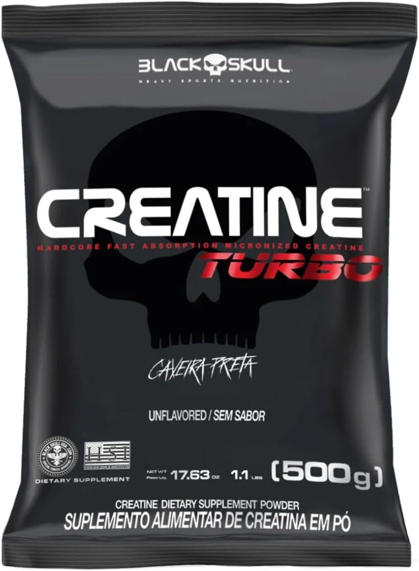 Black Skull Creatina Turbo Refil – 500g – Sem Sabor