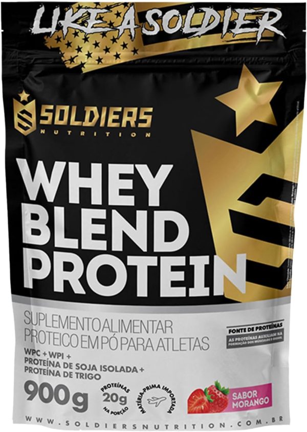 Soldiers Nutrition Whey Blend Protein Concentrado e Isolado – 900g – (900g, Morango)