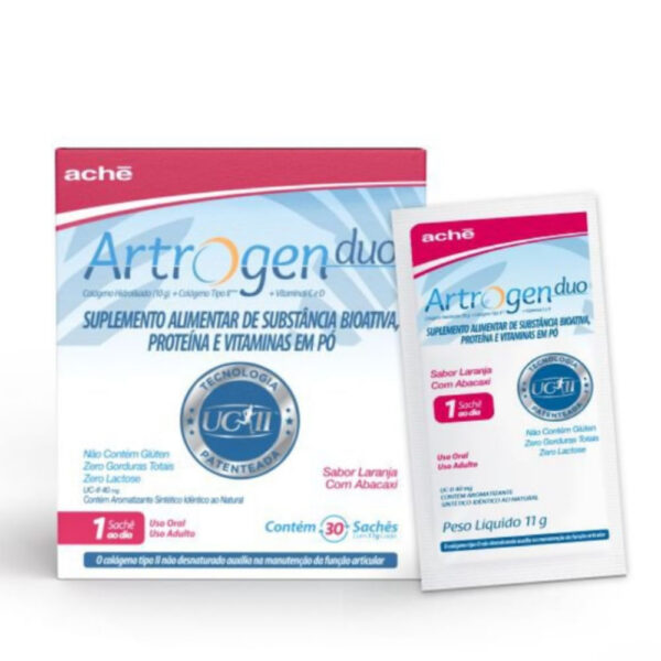 ACHE Artrogen Duo Colágeno Sabor Laranja com Abacaxi 30 Sachês 11g cada