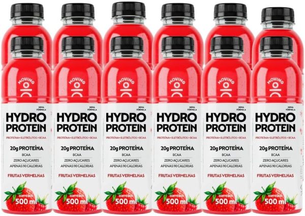 Combo 12 Moving Hydro Whey Protein 500ml Frutas Vermelhas