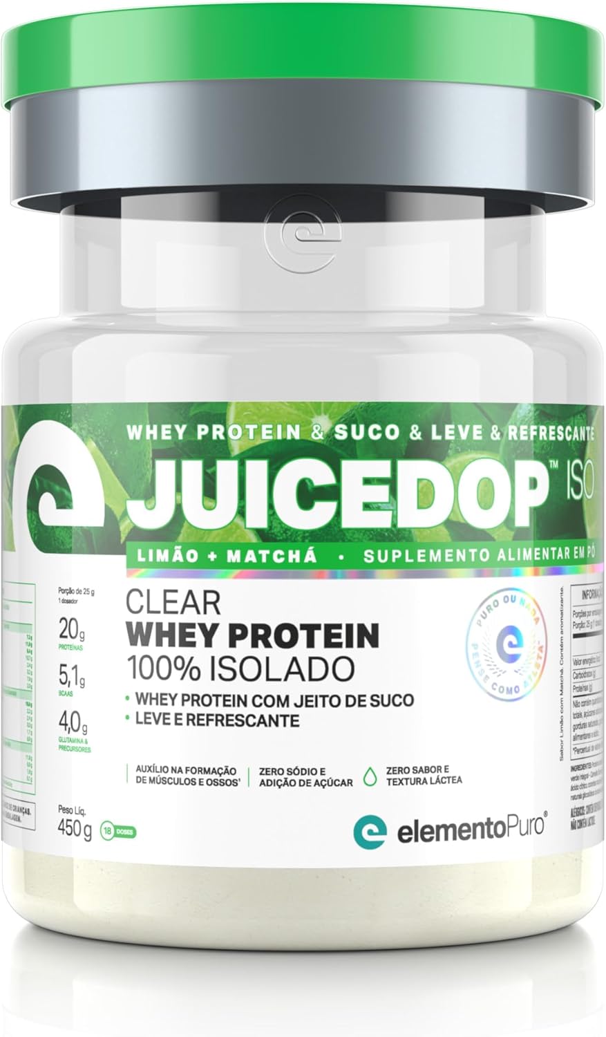 Elemento Puro Juicedop Clear Whey Protein Isolado- Limão Matchá 450g