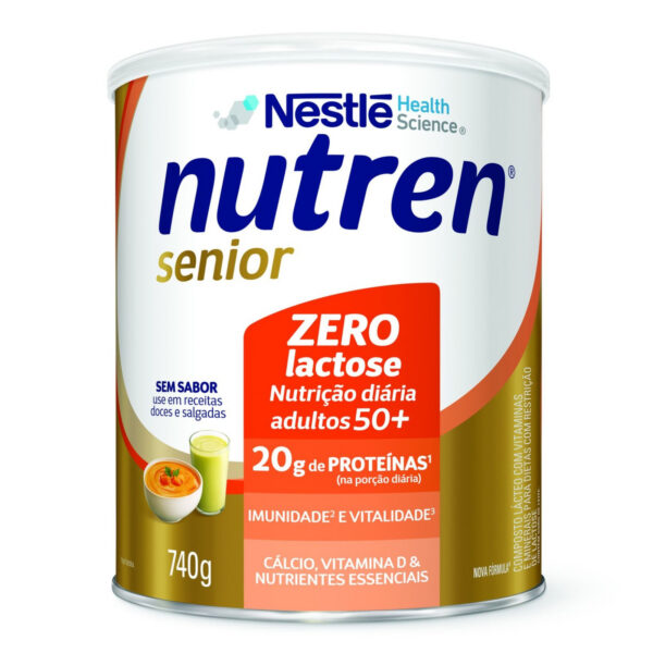Nutren Complemento Alimentar Senior Sem Sabor Zero Lactose 740g