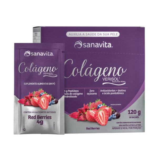 Sanavita Colágeno Hidrolisado Verisol Red Berries 30 sachês de 4g