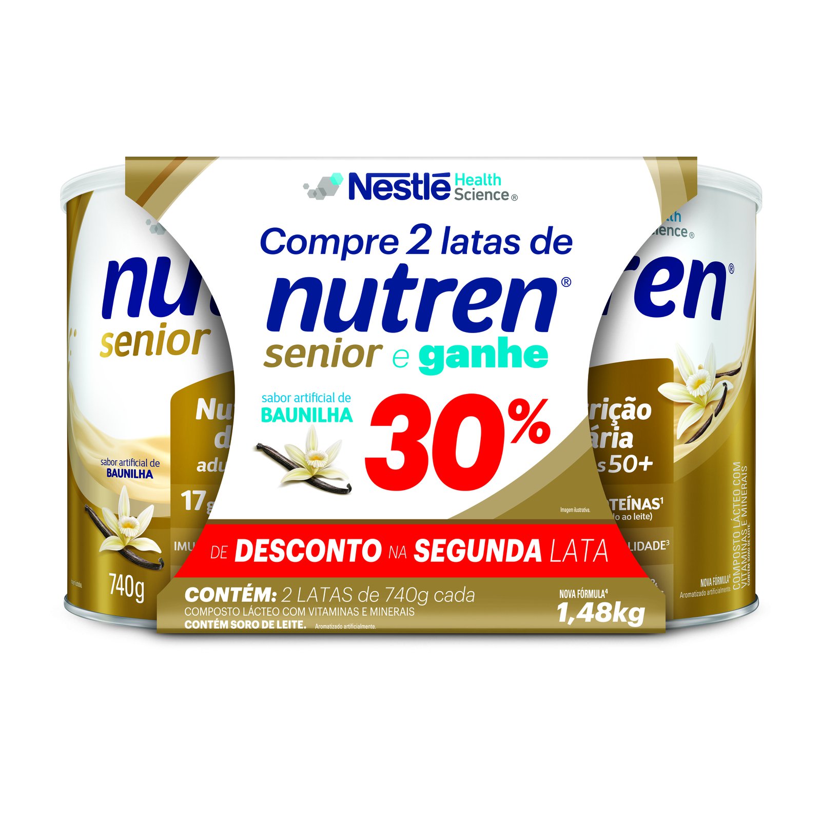 Nutren Kit Complemento Alimentar Senior Baunilha 2 Unidades De 740g Cada