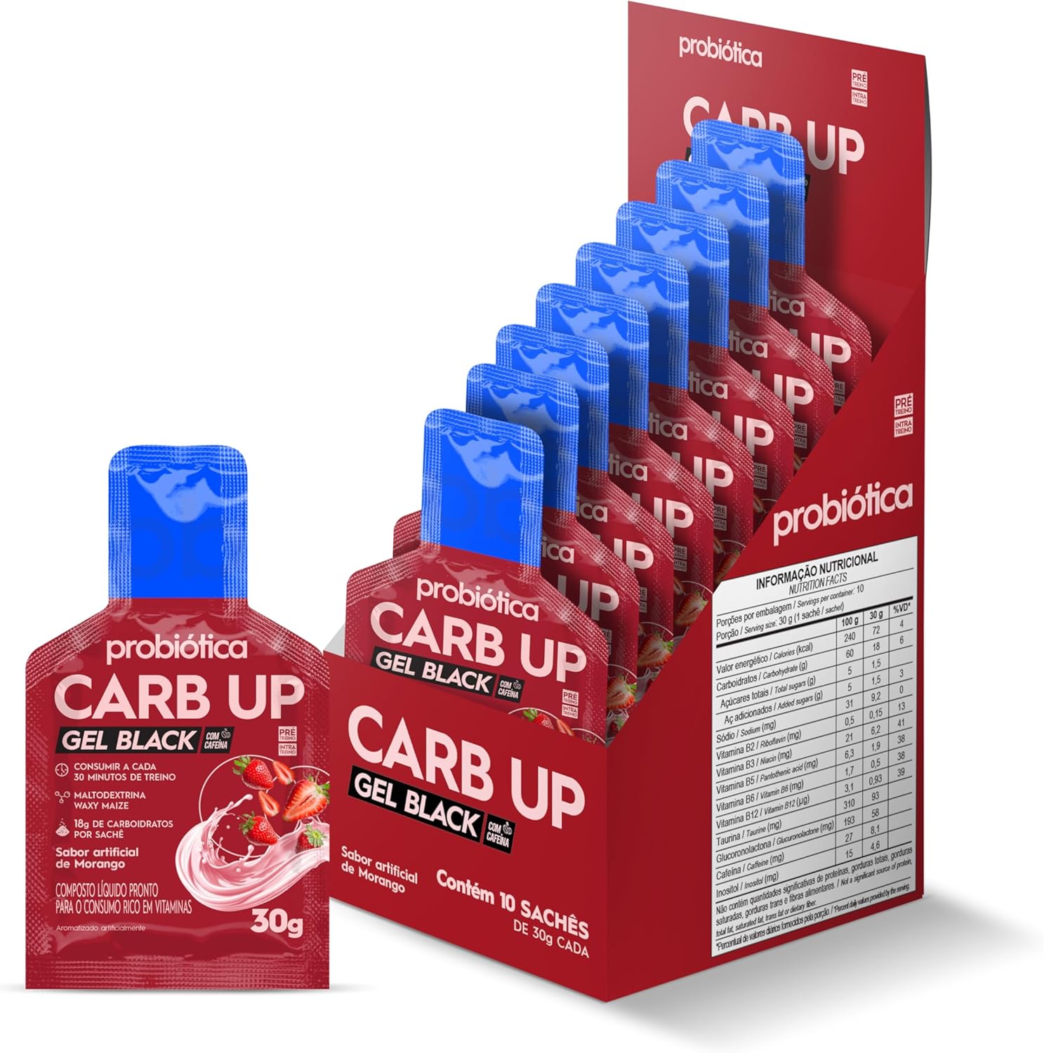 Probiótica Carb Up Black Gel 300g Caixa 10 Unidades