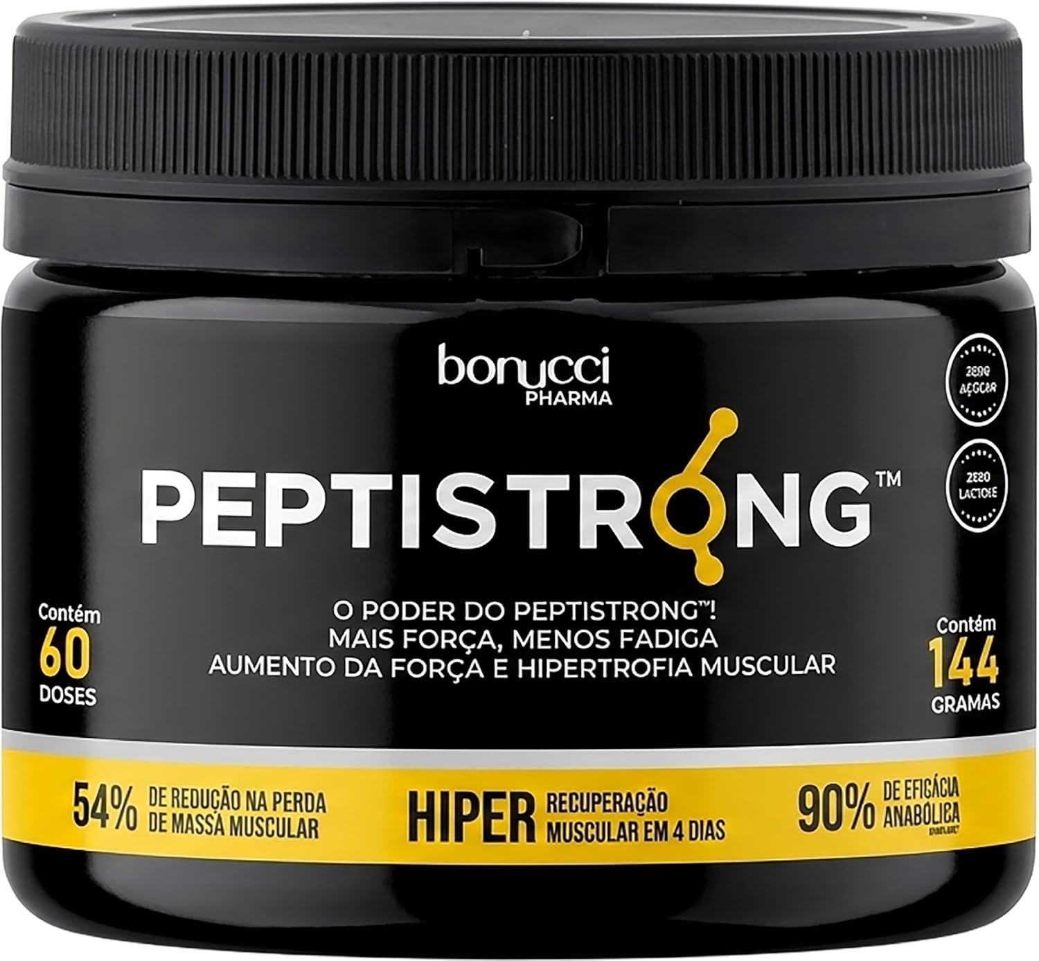 Bonucci Pharma PeptiStrong 144g 60 Doses Peptídeo Bioativo Plant Based Força Muscular Recuperação Pós Treino