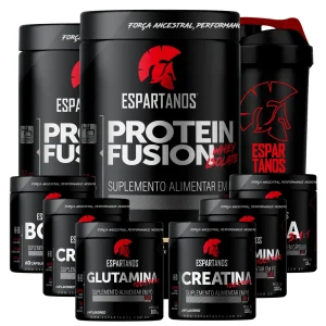Kit 2x Whey Protein Fusion Isolate + 2x Bcaa + 2x Creatina 100% Pura Monohidratada + 2x Glutamina Pura