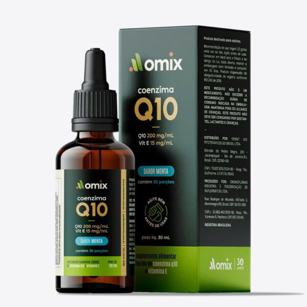 Orient MIX Coenzima Q10 200mg/ml + Vitamina E 15mg/ml Omix Sabor Menta em Gotas 30ml