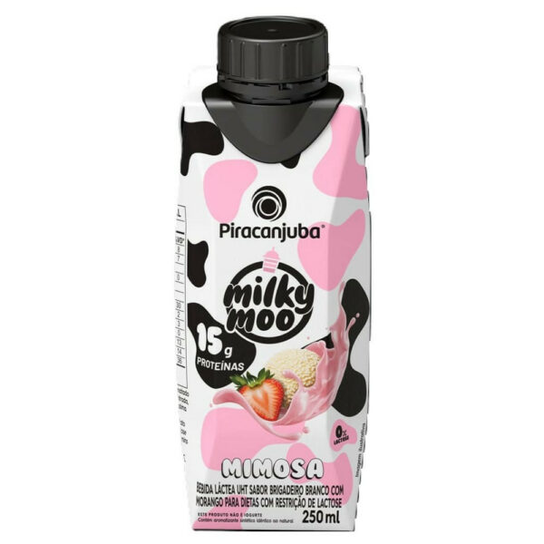Piracanjuba Milky Moo Mimosa Sabor Brigadeiro Branco com Morango 250ml