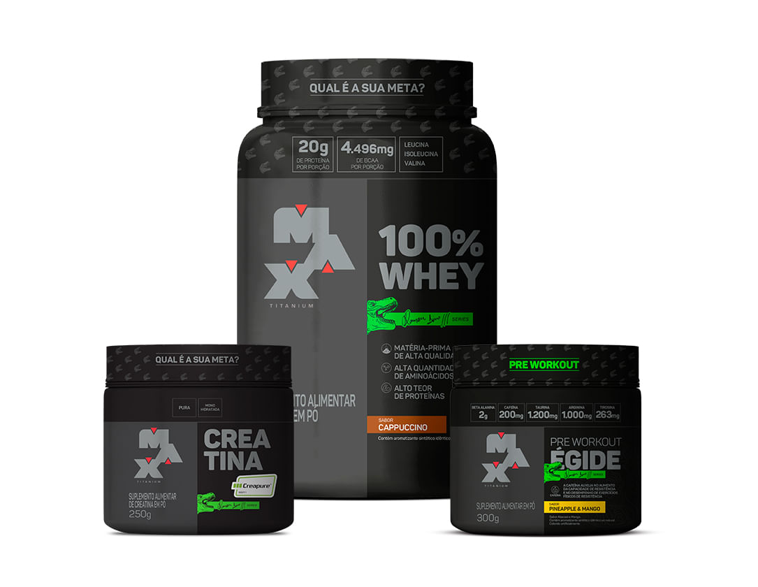 Max Titanium Kit Se Quiser Sim! 100% Whey + Creatina Creapure 250g + Egide 300g