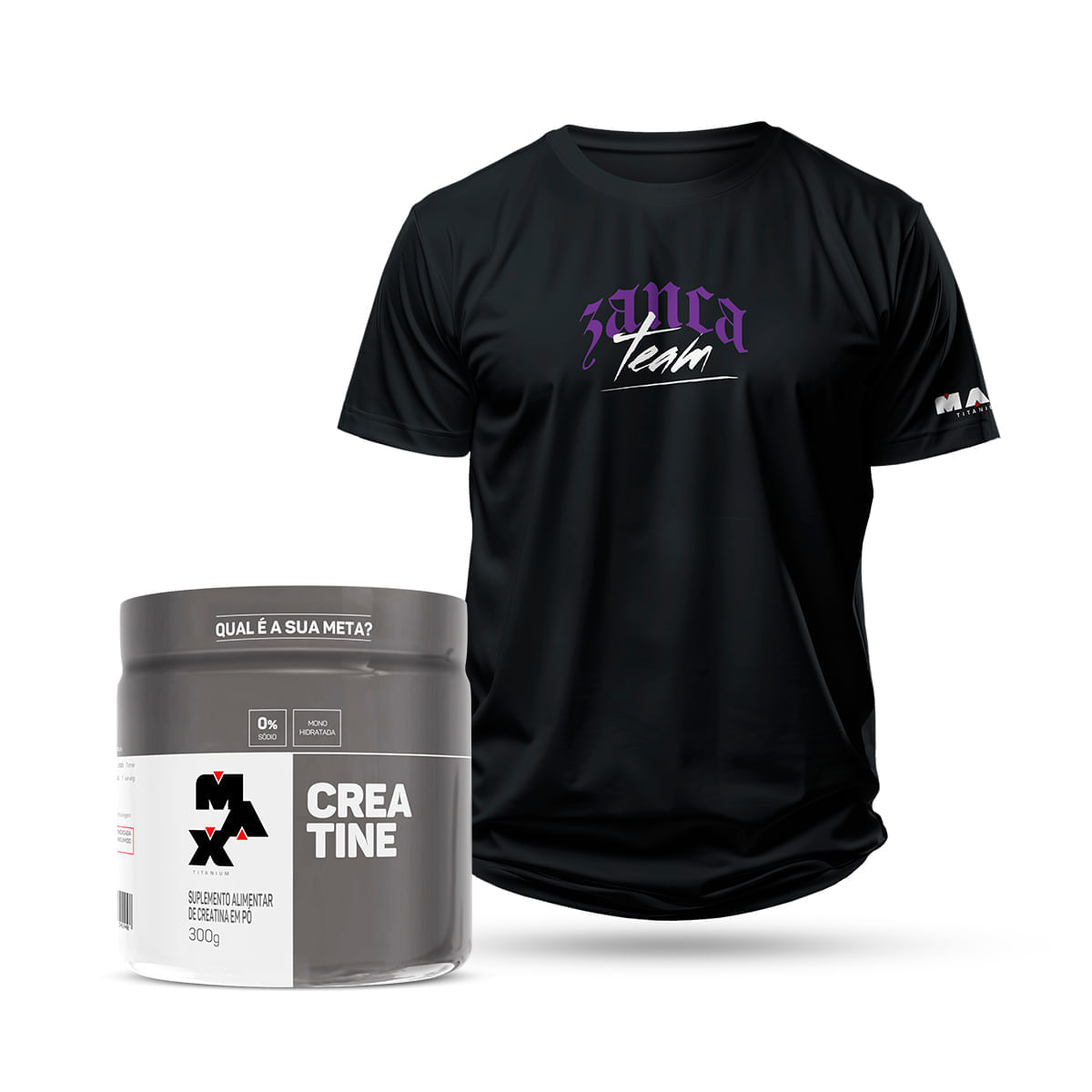 Max Titanium Kit Creatina 300g + Camiseta Elite Team Show - Team Zancanelli