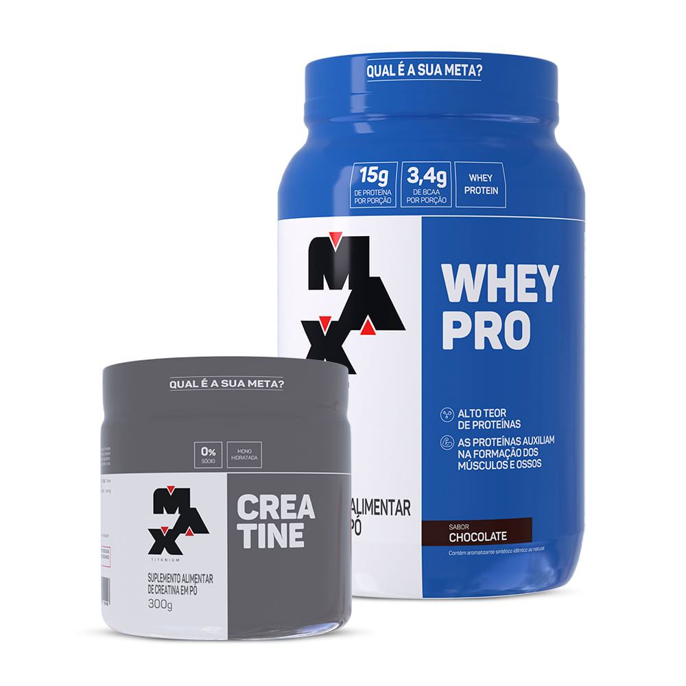 Max Titanium Kit Creatina 300g + Whey Pro 1Kg