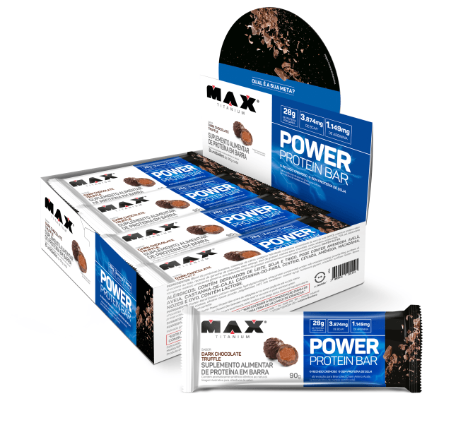 Max Titanium Power Protein Bar 90G Display com 8 unid