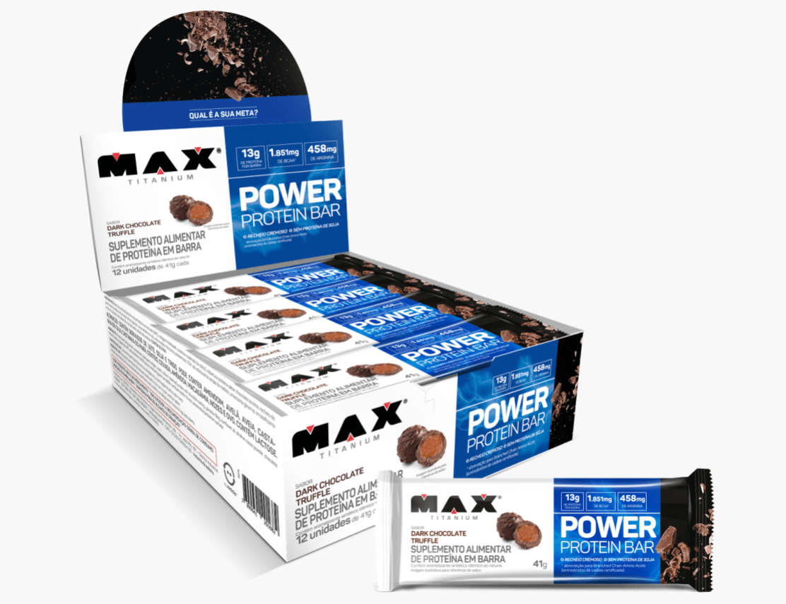 Max Titanium Power Protein Bar 41G Display com 12 unid