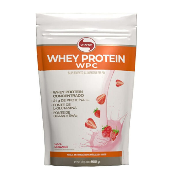 Vitafor Whey Protein WPC Morango Refil 900g