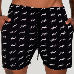 BERMUDA GROWTH BANHO ESTAMPADA MINI LOGO PRETO COM BRANCO