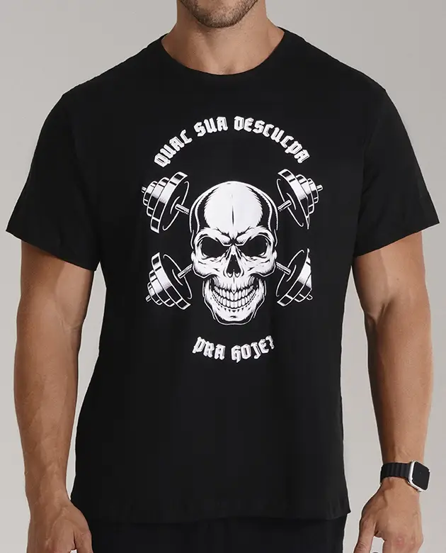 CAMISETA CAVEIRA TREINO QUAL SUA DESCULPA