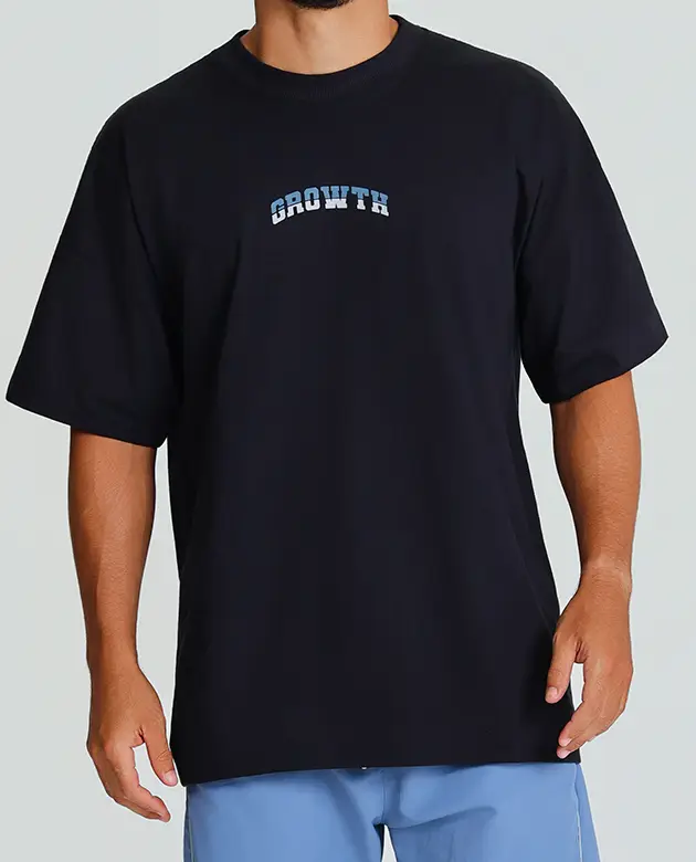 Camiseta Growth Oversized Duo Logo Azul com cinza