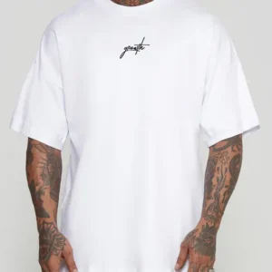 Camiseta Growth Oversized Manuscrito Branco