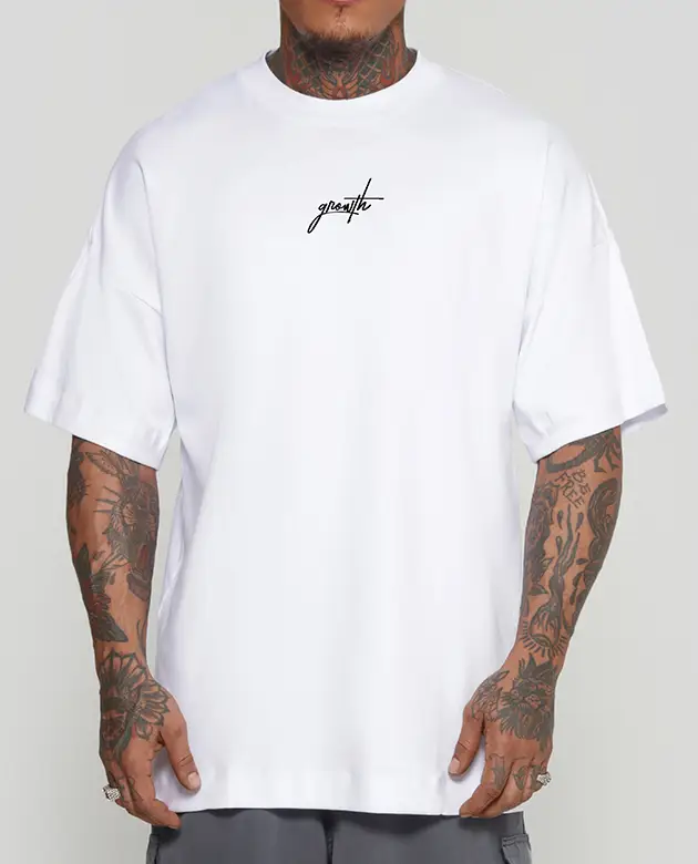 Camiseta Growth Oversized Manuscrito Branco