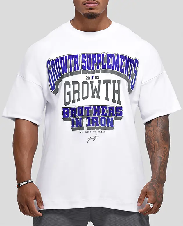 Camiseta Oversized Growth College Branca/Azul