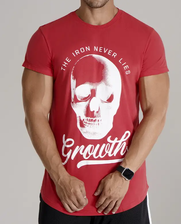 CAMISETA PREMIUM LONG GROWTH THE IRON VERMELHO
