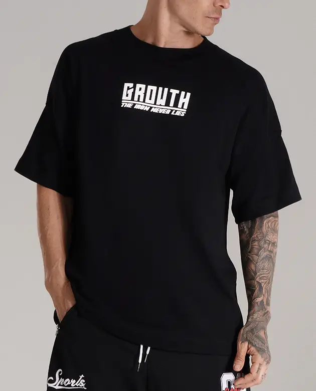 Camiseta Preta Growth Oversized One More Rep