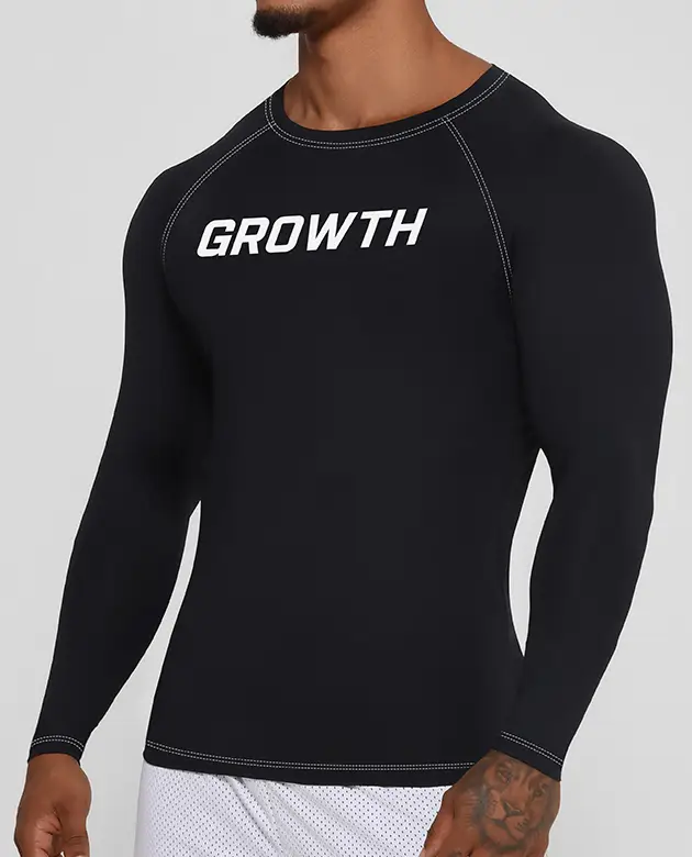 Camiseta Termica Manga Longa Growth Preta Logo