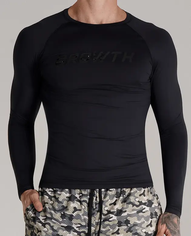 Camiseta Preta Manga Longa Termica Segunda Pele Growth