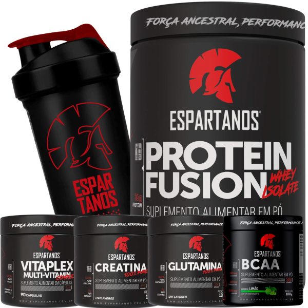 Whey Protein Fusion + Bcaa + Creatina 100% + Glutamina + Multi-Vitaminico + Copo