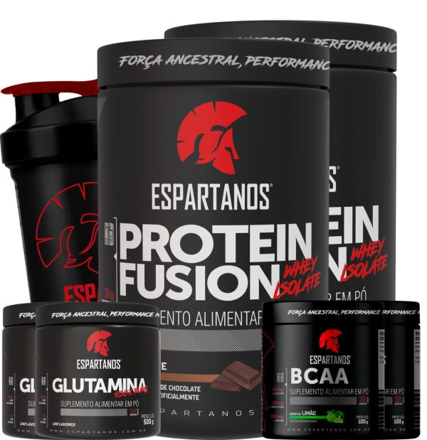 Combo Duplo Whey Fusion + 2x Bcaa + 2x Glutamina + Shaker