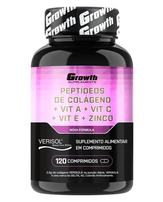 Peptídeos de Colágeno + Vit A + Vit C + Vit E + Zinco 120 comp