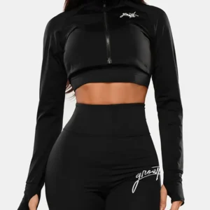 Jaqueta Cropped Growth Manuscrito Preto