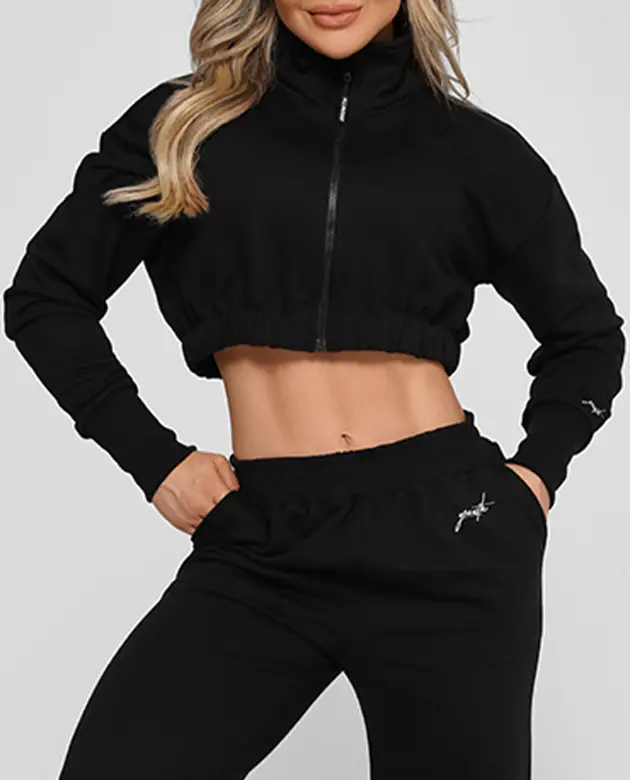 Jaqueta Moletom Cropped Growth Preto